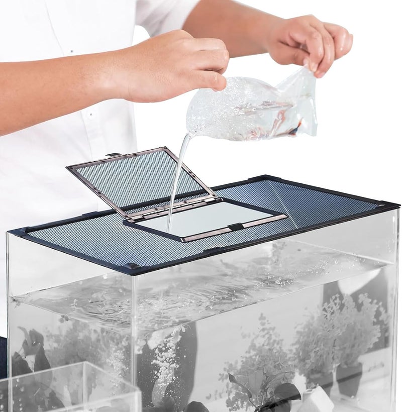 SIMPLIPLEX Fish Tank Lid Magnetic Fish Tank Lid Aquarium Net Cover with Feeding Window 5-50 Gallon Aquarium Lid Anti-Jumping Net for Fish 11.8 FT DIY Magnetic Fish Tank Cover Aquarium Cover - Image 1